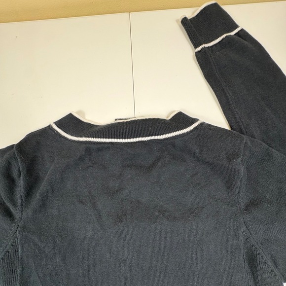 Nike Black V Neck Sweater Long Sleeve Athletic Trim Women Size PS - Picture 11 of 11